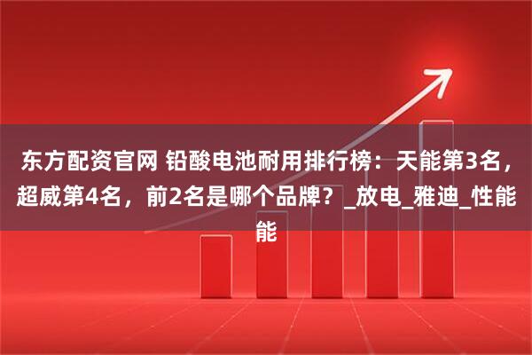 东方配资官网 铅酸电池耐用排行榜：天能第3名，超威第4名，前2名是哪个品牌？_放电_雅迪_性能