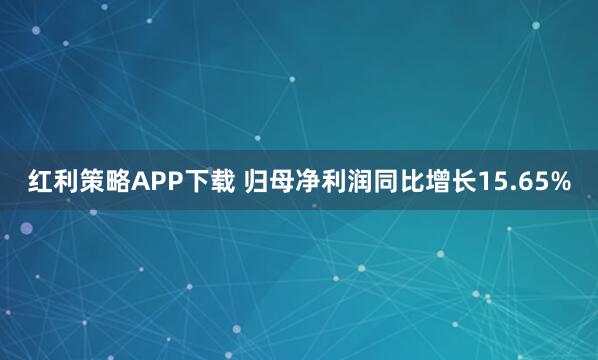 红利策略APP下载 归母净利润同比增长15.65%